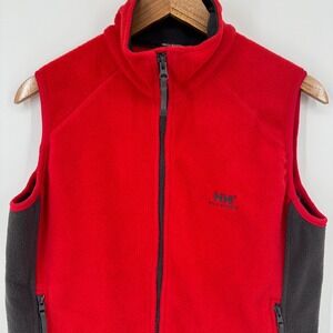Helly Hansen Vest Mens Medium Fleece Full Zip Sleeveless Red Outdoor